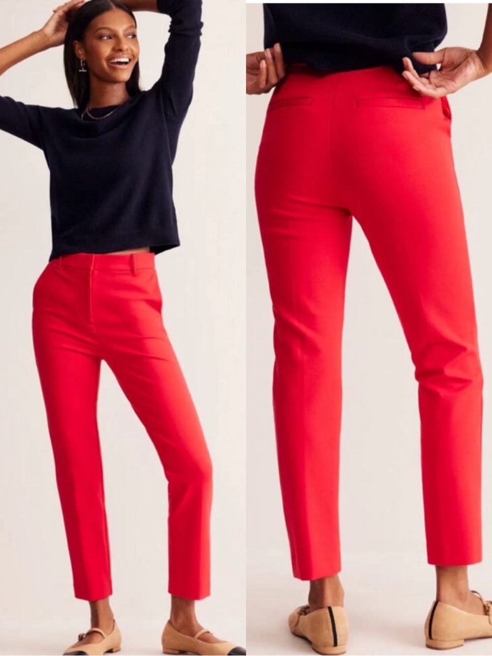 BODEN Highgate Ponte Pants Hot Pepper Red Ankle Straight Leg Size 8 Petite